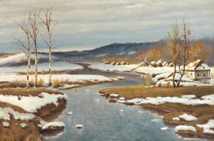 BROVAR Jakov Ivanovic 1864-1941,Winter landscape by thaw,Bruun Rasmussen DK 2023-03-06