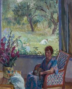 BROWN Anna Wood 1890-1920,Seated Woman with Cat,Shannon's US 2015-10-29