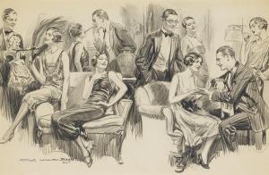 BROWN Arthur William 1881-1966,Party Scene,1925,Swann Galleries US 2019-06-04