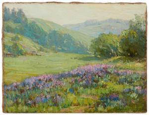 BROWN Benjamin Chambers,Flower field in front of rolling hills,John Moran Auctioneers 2023-11-14
