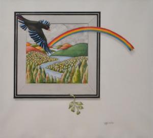 BROWN BIRD Elisha 1867-1943,BIRD AND RAINBOW,Leonard Joel AU 2016-07-28