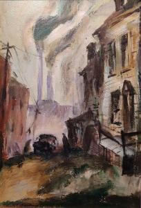 BROWN Carlyle 1920-1963,Street Scene with Factory,Shannon's US 2020-04-30