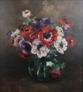 BROWN Davina F 1904-1938,ANEMONES IN A GLASS VASE,Great Western GB 2022-03-25