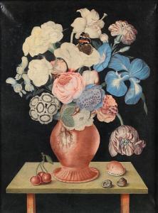 BROWN E., Miss 1797-1812,Roses, an iris, lilies and other flowers in avase ,Bonhams GB 2010-04-28