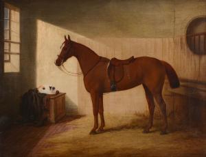 BROWN Edwin 1814-1891,A chestnut horse in a stable with a cat sleeping i,Dreweatts GB 2015-12-16
