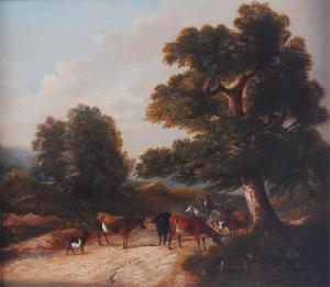 BROWN F.C 1800-1800,Figures and livestock on a country path,1880,Lacy Scott & Knight GB 2016-12-10