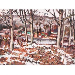 BROWN Francis Focer 1891-1971,River Cottages Winter Landscape,Ripley Auctions US 2021-09-11