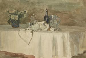 BROWN Frederick 1851-1941,A Dining Table Still-Life,1919,Rosebery's GB 2020-09-23