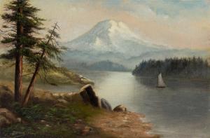 BROWN Grafton Tyler 1841-1918,Untitled (Sailboat on a Mountain Lake),1891,Swann Galleries 2021-04-22