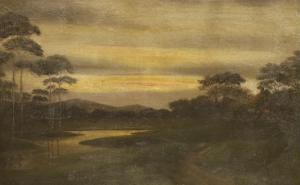 BROWN Harrison Bird 1831-1915,River landscape at sunset,Gorringes GB 2023-02-06