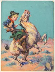BROWN Henry Stuart 1871-1941,COWGIRL ON A BRONCO,Grogan & Co. US 2015-12-06