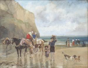 BROWN John Lewis 1829-1890,On the beach at Étretat,1874,Sworders GB 2022-09-27