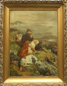 brown l,Scottish Highland Landscape with Figureand Dogs,Clars Auction Gallery US 2009-07-11