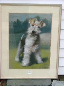BROWN Mae Bennett 1887-1973,Terrier in a green landscape.,Eldred's US 2007-11-16