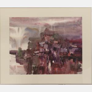 BROWN MALCOLM M 1931-2021,Purple Abstract,Gray's Auctioneers US 2017-08-30