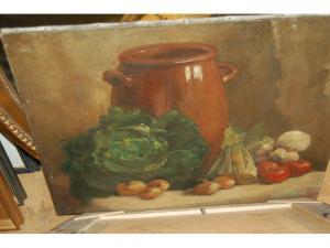 BROWN Mimi,still life study of a brown vase and vegetables,Lawrences of Bletchingley GB 2009-04-21