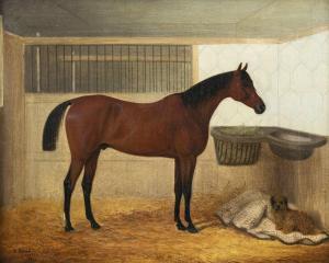 BROWN OF COVENTRY Edward 1823-1877,A bay horse in the stable,1867,Nagel DE 2021-06-09