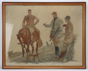 BROWN PAUL DESMOND,hunter on horseback with hound and two hunting com,Kaminski & Co. 2020-01-25