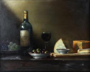 BROWN Paul 1967,still life with wine and cheese,1996,Ewbank Auctions GB 2021-09-16