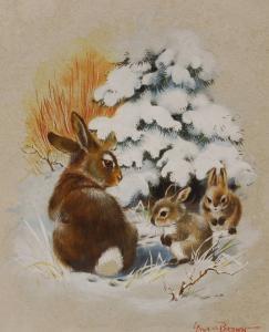 BROWN Peter Swan 1936,Rabbits in snow,Burstow and Hewett GB 2008-07-23