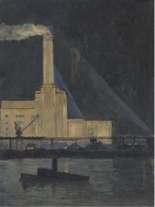 BROWN Reginald Victor 1897,Power Station at dusk,Christie's GB 2005-06-30