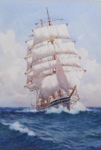 BROWN Samuel John Milton 1873-1965,study of a 3 masted sailing ship in full sail,Denhams 2023-02-22