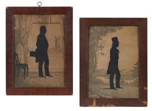 BROWN William Henry 1808-1883,Silhouette Portraits of Two Gentlemen,New Orleans Auction 2018-07-29