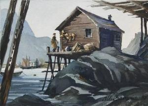 BROWNE Aldis B. II 1907-1981,Newfoundland Harbor Scene,Burchard US 2007-07-22