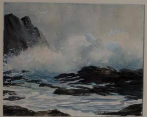 BROWNE Aldis B. II 1907-1981,Waves Crashing on Shoreline, Maine,Barridoff Auctions US 2018-07-26