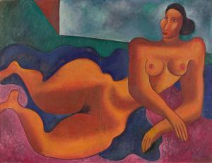 BROWNE Byron George 1907-1961,Reclining Nude,1940,Swann Galleries US 2024-03-14
