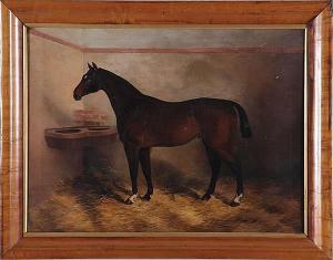 BROWNE Edward 1800-1800,BAY HORSE IN STABLE,1870,Charlton Hall US 2015-06-27