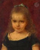 BROWNE Henriette 1829-1901,Portrait de petite fille au noeud,Ader FR 2023-10-27