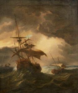 BROWNE Joseph,An English frigate and other shipping in stormy se,1780,Rosebery's 2019-07-17