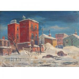 BROWNE Syd J. 1907-1991,Tenement, winter city scene,Ripley Auctions US 2023-10-07