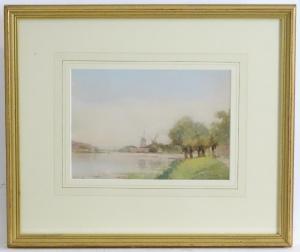 BROWNE Tom,Near Leyden, Holland, A river landscape with windm,Claydon Auctioneers 2021-12-29