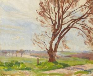 BROWNING Amy Katherine 1882-1970,Fields and tree,Rosebery's GB 2020-02-11