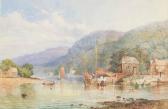 BROWNING F,River landscape with figures unloading a boat by a,Gardiner Houlgate GB 2019-09-26