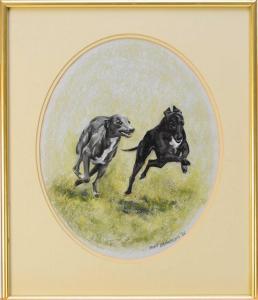 BROWNING Mary 1900-1900,portrait of two whippets racing,Halls GB 2021-10-06