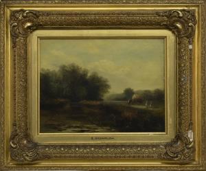 BROWNLOW Stephen 1828-1896,RIVER LANDSCAPE WITH HAY CART AND FIGURES TO THE R,McTear's GB 2021-08-22