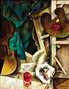 BROZGOL PAVEL 1900-1900,Still Life with Artist Palette and Violin,1975,Heritage US 2008-06-04