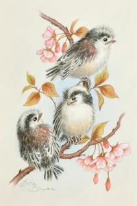 Bruce Ella,Three baby birds on Cherry blossom,John Nicholson GB 2022-09-07