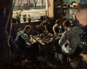 BRUCK Hermann 1875-1949,Shoemakers in the workshop,1904,Kaupp DE 2021-11-20