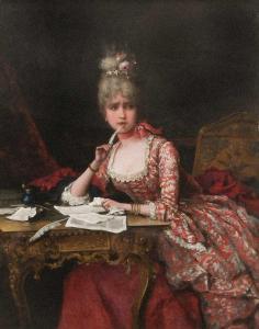 BRUCK Lajos, Ludwig 1846-1910,A young lady at her writing table,Woolley & Wallis GB 2024-03-06
