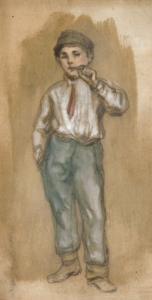 BRUCK Lajos, Ludwig 1846-1910,Cigarettázó fiú,Nagyhazi galeria HU 2005-04-12