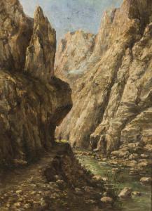 BRUCK Miksa 1863-1920,A Pathway through the Rocks,Palais Dorotheum AT 2014-05-24