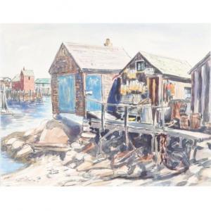 BRUCKER Edmund 1912-1999,Boat Docks,1938,Ripley Auctions US 2021-09-11