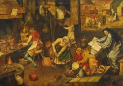 BRUEGEL Pieter I 1525-1569,DER ALCHEMIST,Lempertz DE 2010-11-20