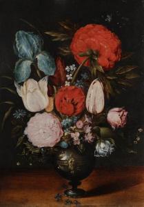 BRUEGHEL Ambrosius 1617-1675,Nature morte au bouquet de fleurs sur un entablement,Ader FR 2021-01-29
