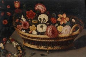 BRUEGHEL Ambrosius 1617-1675,Panier et couronnes de fleurs ,Artcurial | Briest - Poulain - F. Tajan 2013-04-10