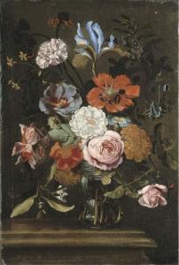BRUEGHEL Ferdinand 1637,Fleurs dans un vase en verre,Christie's GB 2006-06-22